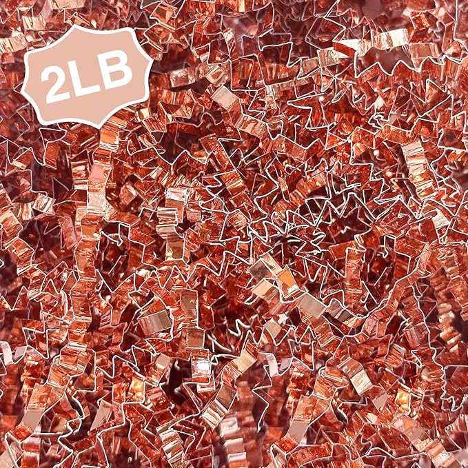 2LB Crinkle Paper Shred Filler for Gift Box Bag and Basket On Holidays(Rose Gold)