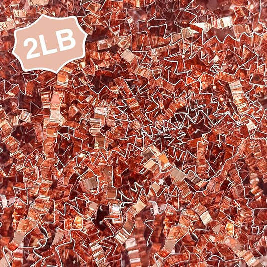 2LB Crinkle Paper Shred Filler for Gift Box Bag and Basket On Holidays(Rose Gold)