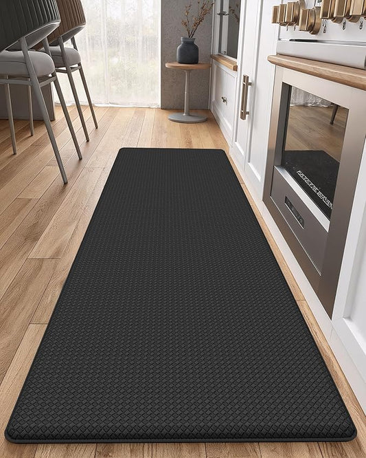 Color&Geometry Anti Fatigue Cushion Kitchen Mat for Floor -24"x87",Wide,Easy Clean, Water & Oil Proof, Anti Slip, Foam Rubber Runner Rug for Front Sink Comfort Standing,Black