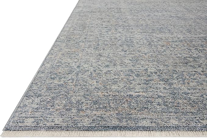Loloi Angela Rose Blake Collection BLA-03 Denim/Taupe 2'-7" x 8'-0", .25" Pile Height, Fringe, Runner Rug