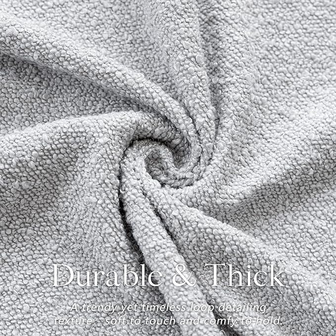 Foindtower Textured Boucle Throw Pillow Covers Accent Solid Pillow Cases Cozy Soft Decorative Couch Cushion Case for Chair Sofa Bedroom Living Room Home Decor, 18 x 18 Inch,Light Grey