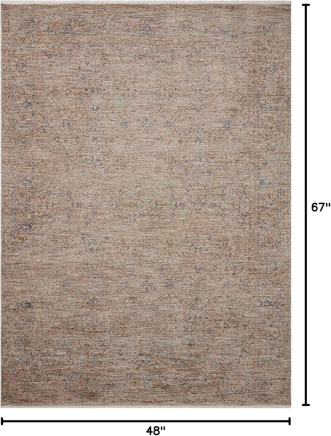 Loloi Angela Rose Blake Collection BLA-03 Taupe/Blue 4'-0" x 5'-7", .25" Pile Height, Fringe, Accent Rug