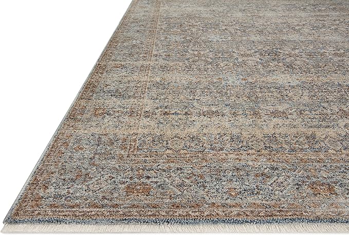 Loloi Angela Rose Blake Collection BLA-02 Ocean/Mocha 2'-7" x 8'-0", .25" Pile Height, Fringe, Runner Rug