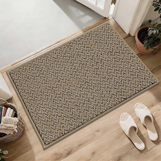 COSY HOMEER Door Mat 17" x 30" Non Slip Absorbent Entryway Rugs Dirt Trapper Doormats Washable Entrance Mats Low Pile Welcome Floor Mat for Front Back Door and Entry Mats,Taupe(Roll Packing)