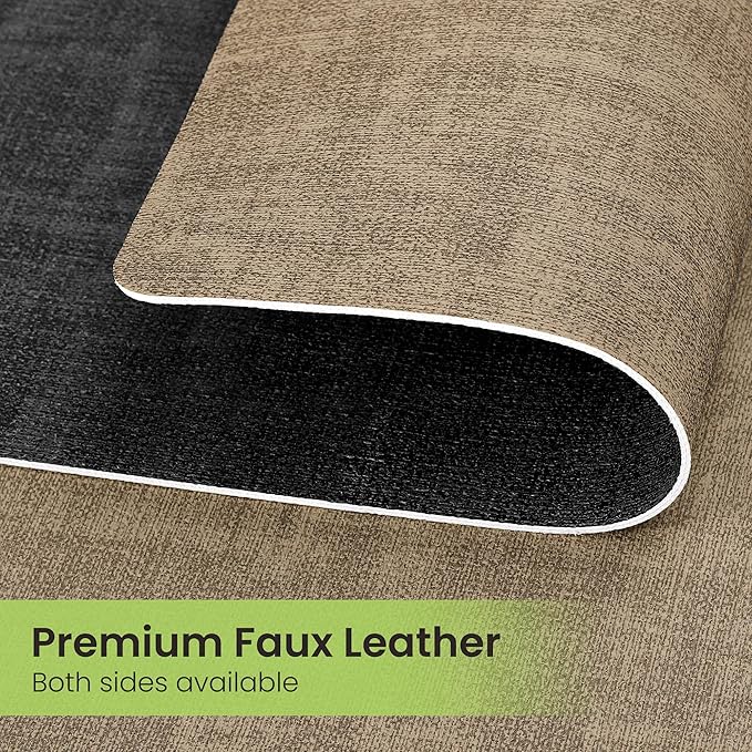 Placemats Set of 6, Faux Leather Heat Resistant Wipeable Placemats, Dual Sided Waterproof Washable Table Mats with Coaster, Suitable for Kitchen, Dining, Table Decor (6, Black Light Coffee)