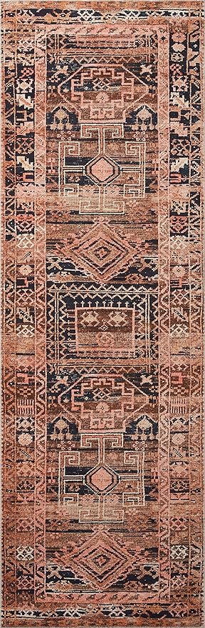 Loloi II Layla Collection, LAY-14, Mocha/Blush, 2'-3'' x 3'-9'', 13'' Thick, Accent Rug, Soft, Durable, Vintage Inspired, Distressed, Low Pile, Non-Shedding, Easy Clean, Printed, Living Room Rug
