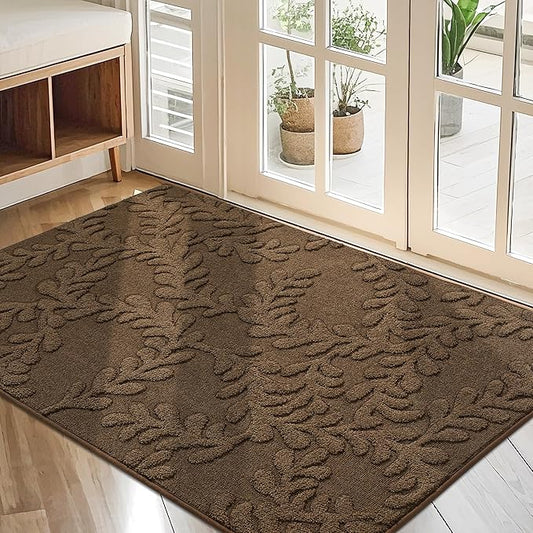 BEQHAUSE Door Mats 32”x48”, Dirt Trapper Doormats Indoor, Non-Slip Washable Entryway Rugs, Super Absorbent Welcome Mat for Front Door, Muddy Shoes & Paws, Brown