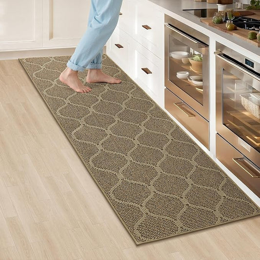 COSY HOMEER Kitchen Rug Non Slip Washable 24"x71", Absorbent Kitchen Mats for Floor, Runner Rugs for Kitchen Floor, 100% Polypropylene Kitchen Sink Rug (Beige)