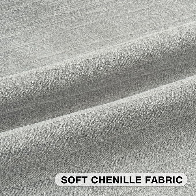 FUTEI Light Grey Chenille Decorative Throw Pillow Covers 12x20 Inch Set of 2,Soft Crushed Striped Texture Lumbar Pillow Cases,Modern Home Decor for Couch Bed Living Room