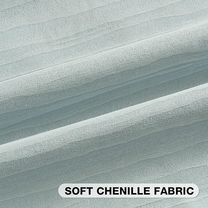 FUTEI Grey Blue Chenille Decorative Throw Pillow Covers 24x24 Inch Set of 2,Soft Crushed Striped Texture European Cushion Case,Modern Home Decor for Couch Bed Living Room