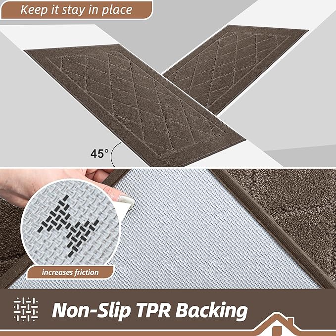 BEQHAUSE Dirt Trapper Door Mat 32" x 48", Doormat Non-Slip Entryway Rugs Washable, Dog Door Mat Stain Resistant and Absorbent Welcome Floor Mat for Front Back Door, Mud Wet Shoes & Paws, Light Brown