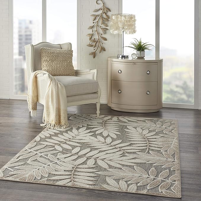 Nourison Home Aloha Natural 3'6" x 5'6" Area Rug - Easy Clean, Non Shedding, Bed Room, Living Room, Dining Room, Kitchen (4' x 6')