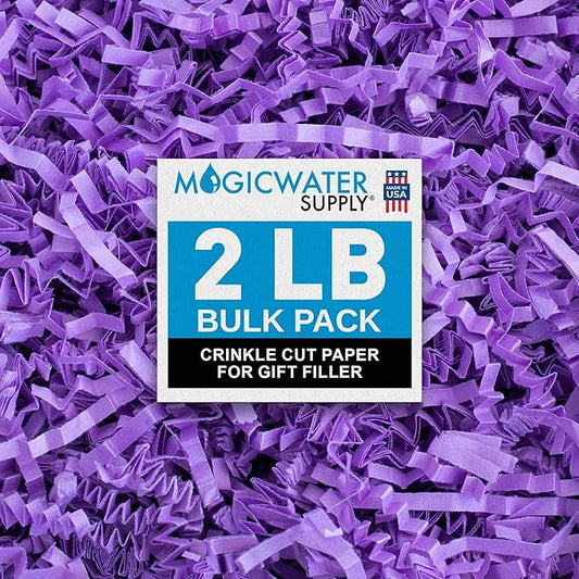 MagicWater Crinkle Cut Paper for Gift Baskets - 2LB - Purple - Perfect for Shredded Paper Filler, Basket Filler, Gift Boxes, Bridesmaid Gifts, Christmas Stuffers & More – Ideal for All Occasions