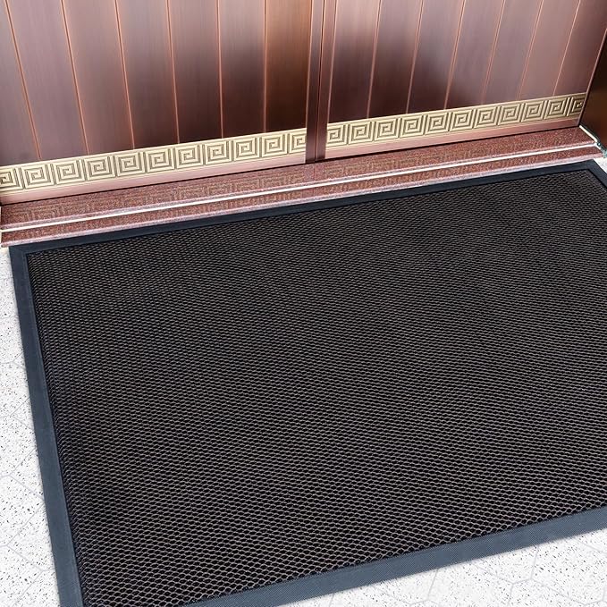 Fylyz Outdoor Indoor Door Mats for Entryway, Heavy Duty and Durable All-Weather Entry Mat, Low Profile, Non-Slip and Easy Clean Outdoor Doormat for Entrance, Patio and Garage (Brown 47"x31")