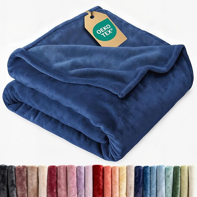 Ultra Soft Fleece Blanket King Size - Flannel Fleece Luxury King Blanket - Lightweight for Couch Bed Chair - Thick, Warm & Breathable - All Season Cozy Fuzzy Anti-Static Microplush Bedding, Royal Blue