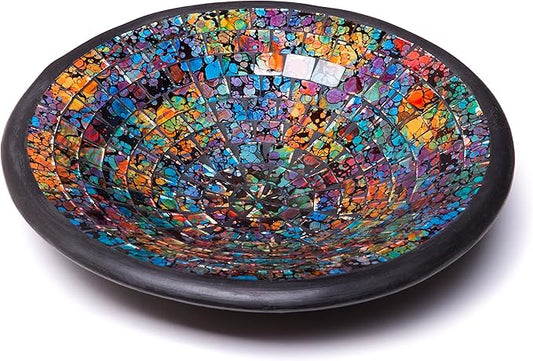 Red Co. Glass Mosaic Ceramic Decorative Accent and Centerpiece Bowl - Round 11 inches