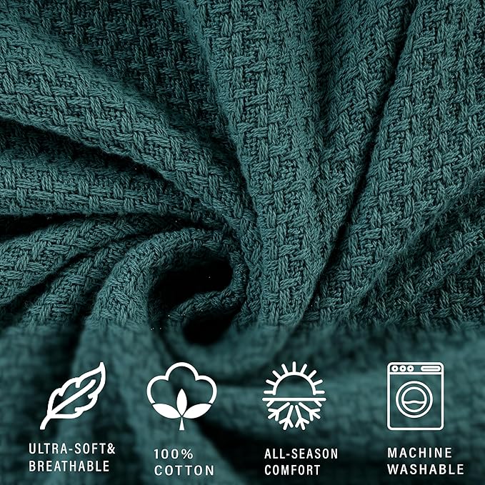 HILLFAIR 100% Cotton Blanket California King Size for Bed, Soft Lightweight & Breathable Summer Cal King Size Cotton Blankets, Premium Cozy Throw Layers for Bed, Couch and Sofa: Wedgewood (102"x108")