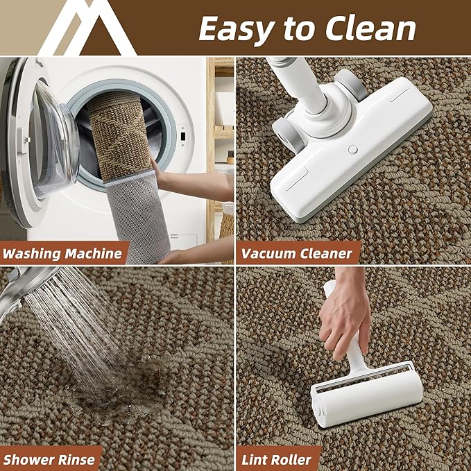 COSY HOMEER Kitchen Rug Non Slip Washable, 24"x60" Absorbent Kitchen Mats for Floor, Runner Rugs for Kitchen Floor, 100% Polypropylene Kitchen Sink Rug (Beige)