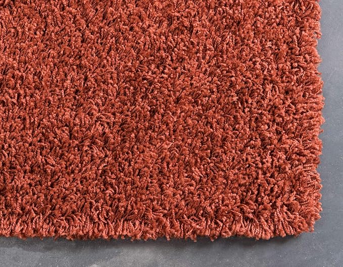 Unique Loom Solid Shag Collection Area Rug (4' 1" x 6' 1" Rectangle, Terracotta)