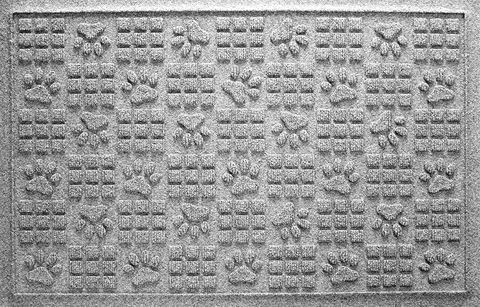 WaterHog Durable Indoor Outdoor Mat – Slip-Resistant Water Trapping Door Mat for Entryway, Porch, Garage, Mudrooms, Patios, Decorative Floor Covering, Made in USA, Dog Paw Design, Medium Grey, 2' x 3'