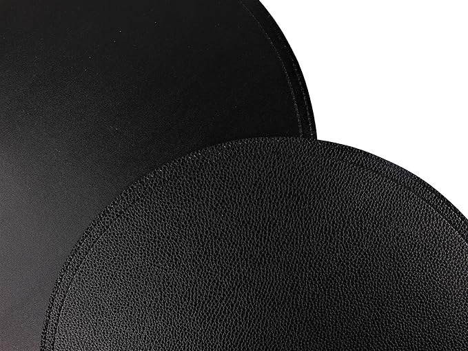 Faux Leather Round Placemats and Coasters, Disko Table Mats and Drink Spills Coasters, Easy to Clean, Double Stitched for Kitchen Dining Table, Diameter 13''and 3.9''