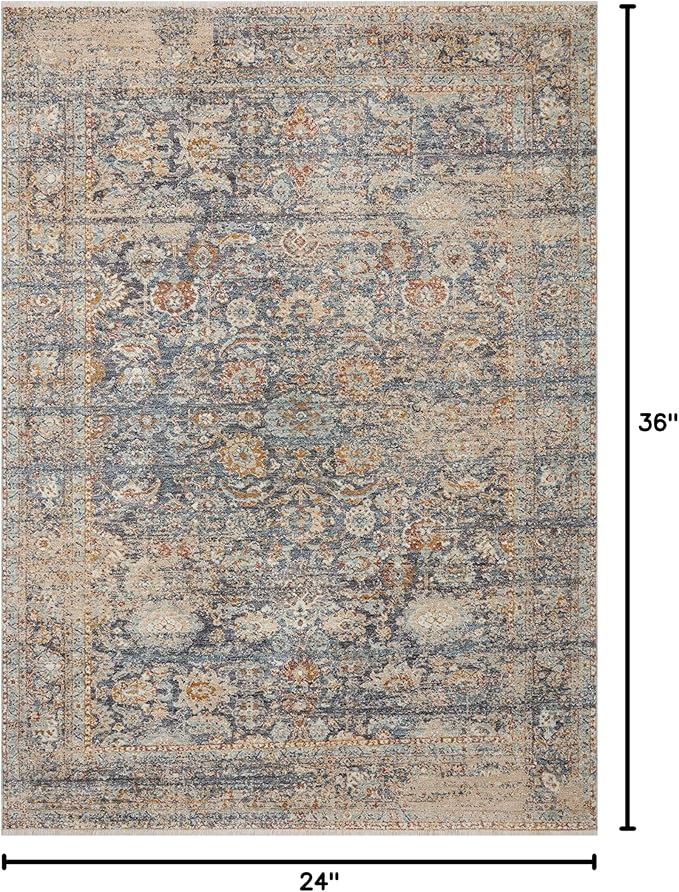 Loloi Angela Rose Blake Collection BLA-07 Navy/Multi 2'-0" x 3'-0", .25" Pile Height, Fringe, Accent Rug