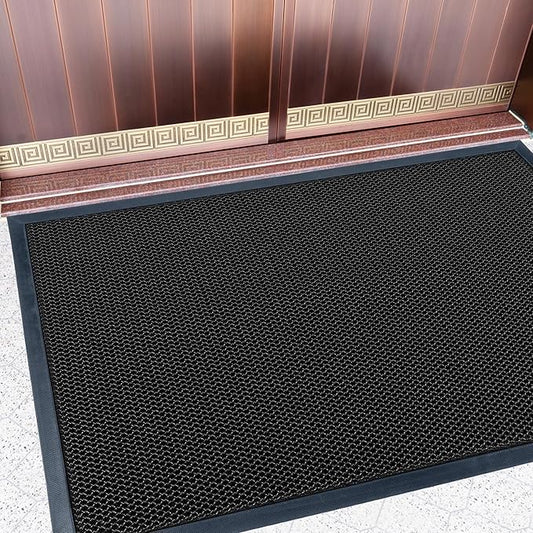 Fylyz Outdoor Indoor Door Mats for Entryway, Heavy Duty and Durable All-Weather Entry Mat, Low Profile, Non-Slip and Easy Clean Outdoor Doormat for Entrance, Patio and Garage (Black and white 47"x31")