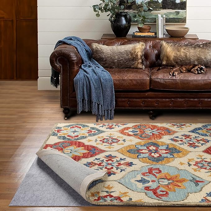 Superior Indoor Area Rug Pad, Non-Slip, Non-Skid, Floor Protector, Hardwood and Tile Floor Padding, Furniture Protector Pad, Carpet Gripper Mat, Felt and Rubber Rug Grip, Lima Collection, 4' x 6'