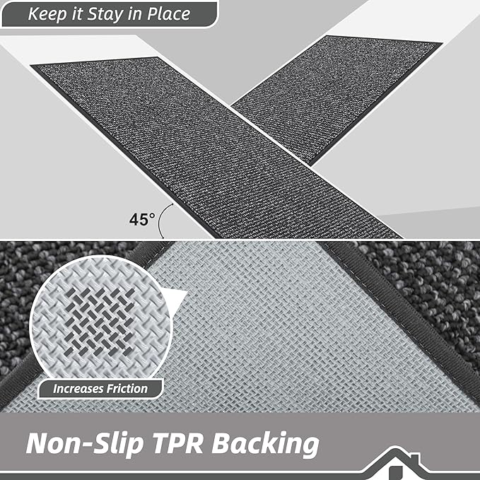 BEQHAUSE Hallway Runner Rugs 2.6x8, Hallway Rug Non-Slip Washable(Rolled-Up NO Creases), Runner Rug Absorbent Stain Resist Hall Rug Carpet Runner, Entryway Rugs Floor Mat Laundry Room Rugs, Charcoal