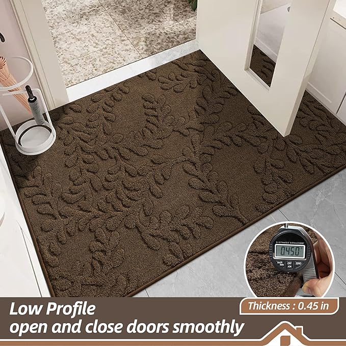 BEQHAUSE Dirt Trapper Door Mats 24”x36”, Non-Slip TPR Backing Dog Doormat, Super Absorbent Welcome Mat for Front Door, Muddy Shoes & Paws, Washable Entry Rugs, Brown