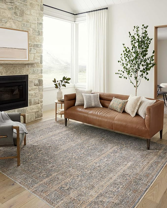 Loloi Angela Rose Blake Collection BLA-02 Ocean/Mocha 2'-7" x 13', .25" Pile Height, Fringe, Runner Rug