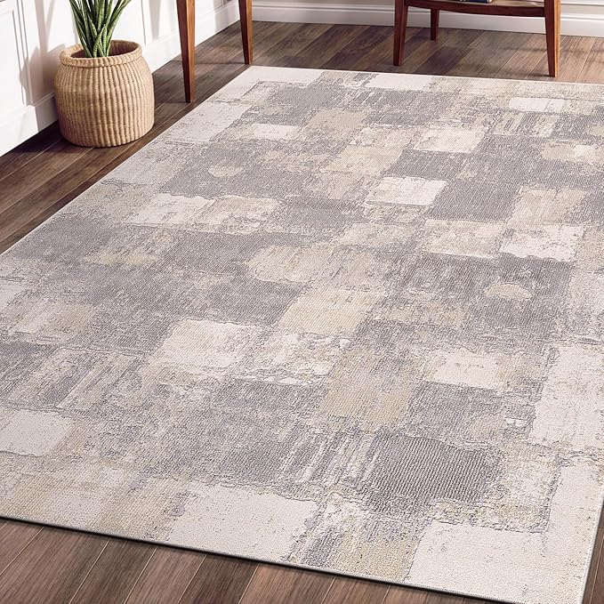 Beverly Rug Living Room Rug 4x6 Modern Luxury Ultra Soft Vintage Indoor Area Rugs for Kitchen Dining Room Stain Resistant Non Shedding Indoor Carpet Alfombras para Salas Modernas (4 x 6 Gray)