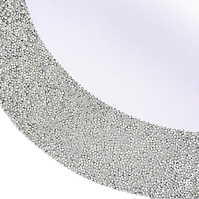 Silver Placemats Set of 2 Crushed Diamond Decor Silver Heat Resistant Mat Rhinestone Decor Round Place Mat Fall Decorations for Home Bling Sparkly Mat 15 inch