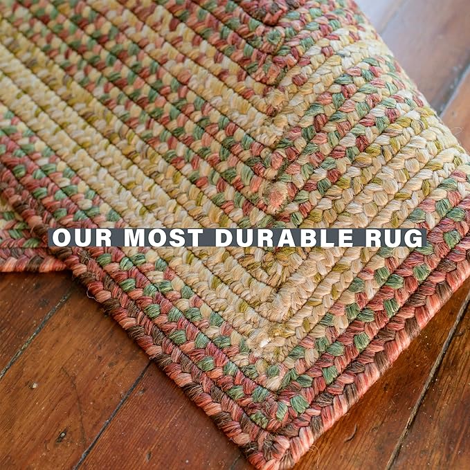 Barcelona Red and Gold Braided Rug 20x30 Rectangle - Indoor & Outdoor - Rustic Country Decor for Bathroom, Entryway, Everywhere