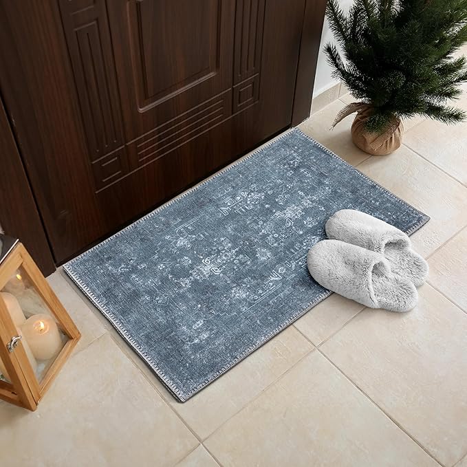 RugOver Machine Washable Area Rug, Pet-Friendly and Non-Slip Indoor Carpet for Kitchen, Bathroom, Living Room, Home Floor Decoration (Spruce/Stone, 2' x 3')