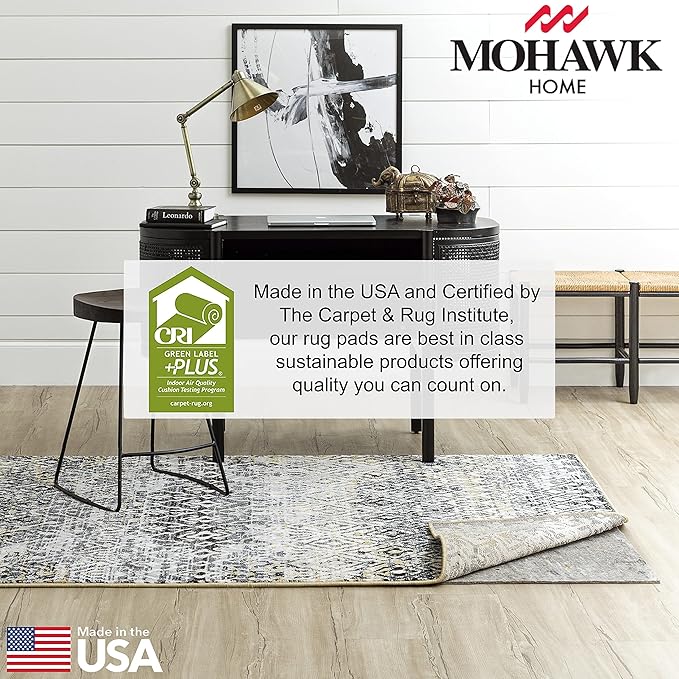 Mohawk Home 2' x 20' Non Slip Grip Rug Pad 1/2" Thick Dual Surface Felt Cushion + Rubber Gripper - Safe for All Floors
