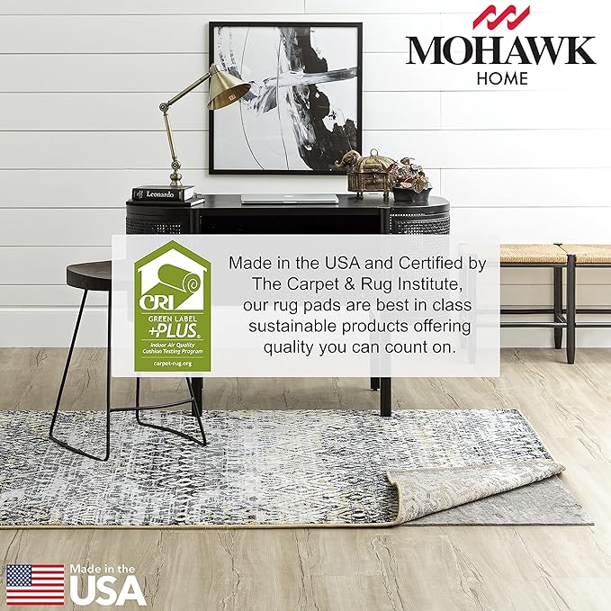 Mohawk Home 3' x 12' Non Slip Grip Rug Pad 1/2" Thick Dual Surface Felt Cushion + Rubber Gripper - Safe for All Floors