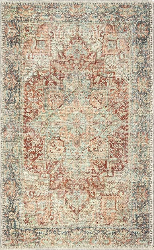 RugOver Machine Washable Area Rug, Pet-Friendly and Non-Slip Indoor Carpet for Kitchen, Bathroom, Living Room, Home Floor Decoration (Soft Multicolor, 2' x 3')