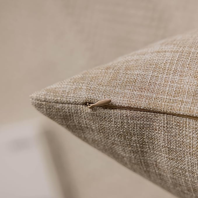Home Brilliant Pillow Covers 20x20 Set of 2 Linen Pillow Covers for Couch Balcony Lawn Bench Decorative Farmhouse Throw Pillow Covers, 20 x 20 Inch, Burlap