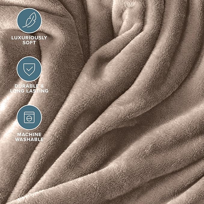 Bare Home Fleece Blanket - King Size - Ultra-Soft Lightweight for Bed, Sofa, and Couch - Luxury Microplush - Cozy Warm Blanket (King, Taupe)