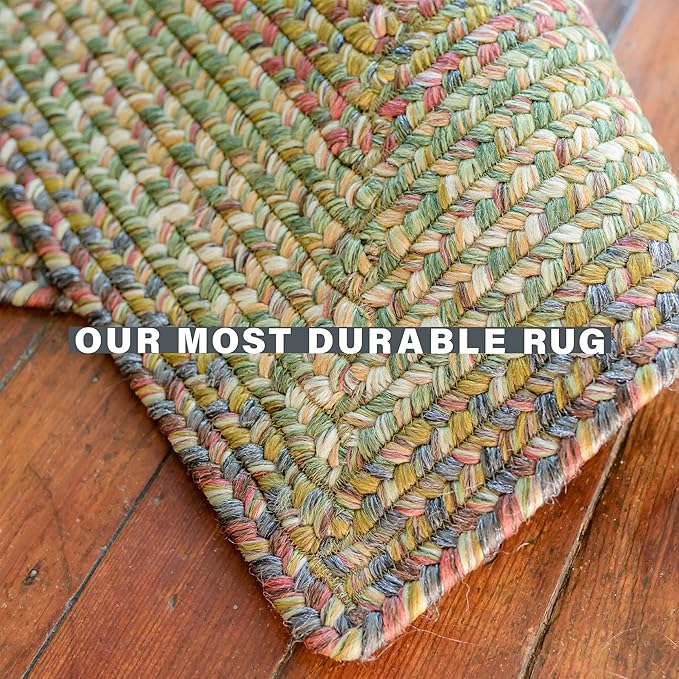 Homespice Rainforest Multicolor Oval Braided Rug 20"x30" - Machine Washable Kitchen Rugs and Braided Door Mat, Soft, Water Absorbing and Reversible - Both Indoor and Outdoor