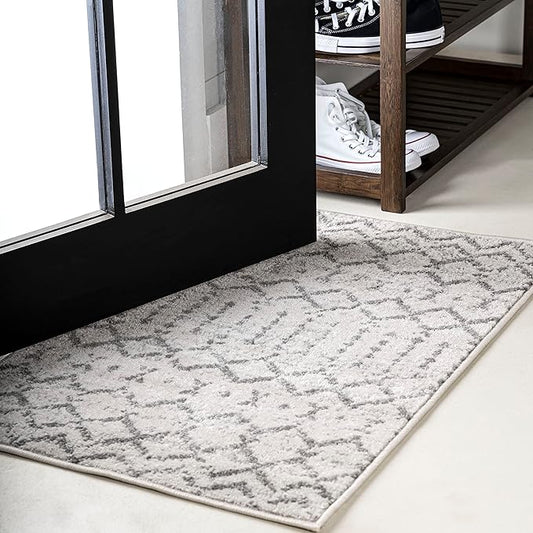 JONATHAN Y Boho Vintage Diamond Cream/Gray Indoor Area Rug 2X3 ft, Moroccan Hype for Living Room, Bedroom, Kitchen, Office, Easy-Cleaning, High Traffic, Pet-Friendly, Non-Shedding (MOH101B-23)