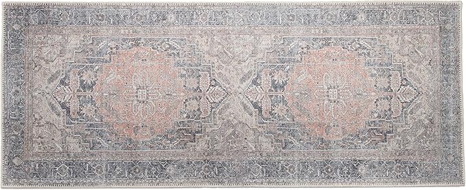 RugOver Machine Washable Area Rug, Pet-Friendly and Non-Slip Indoor Carpet for Kitchen, Bathroom, Living Room, Home Floor Decoration(Fossil/Salmon, 2'6" x 6'6")