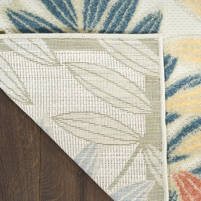 Nourison Home Aloha Ivory Rose 5'3" x 7'5" Area Rug - Easy Clean, Non Shedding, Bed Room, Living Room, Dining Room, Kitchen (5' x 8')