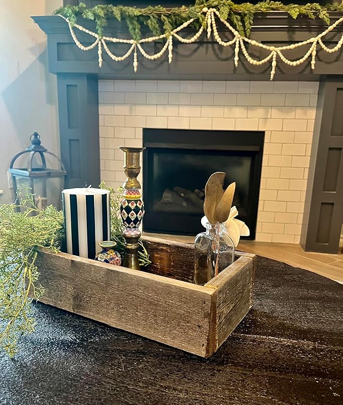 Rustic Revival | Decorative Barnwood Box – Authentic Rustic Weathered Wood Box for Table Decoration, Weddings, Parties & Farmhouse Home Decor – Real Wood Centerpiece Holder
