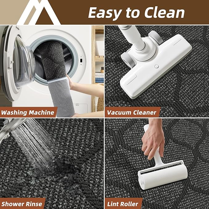 COSY HOMEER Kitchen Rug Non Slip Washable 24"x48", Absorbent Kitchen Mats for Floor, Runner Rugs for Kitchen Floor, 100% Polypropylene Kitchen Sink Rug (Dark Grey)