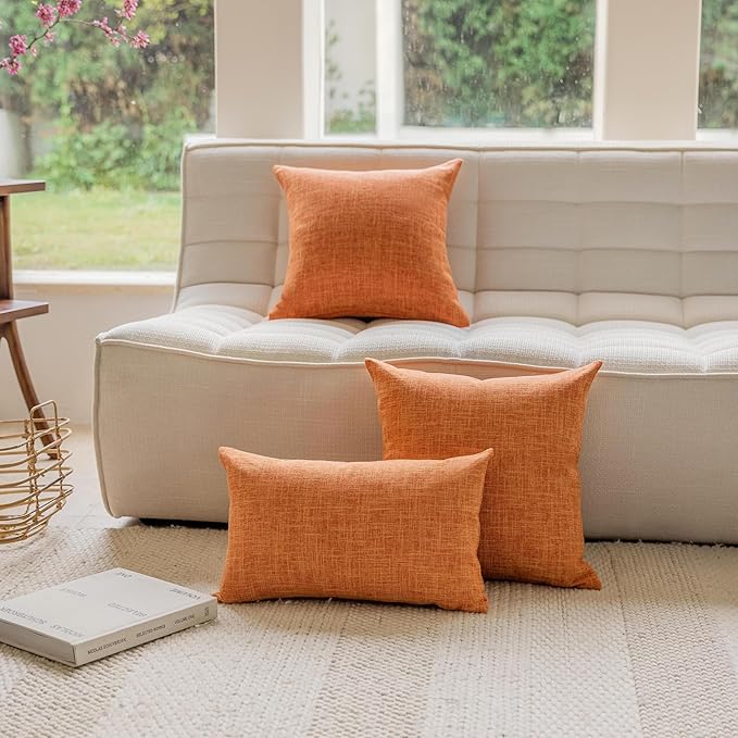 Home Brilliant Burnt Orange Throw Pillow Cover Decorative Fall Throw Pillow for Bed Couch, Sofa, Living Room, Thanksgiving, 1 pc, 18x18 inch, Orange