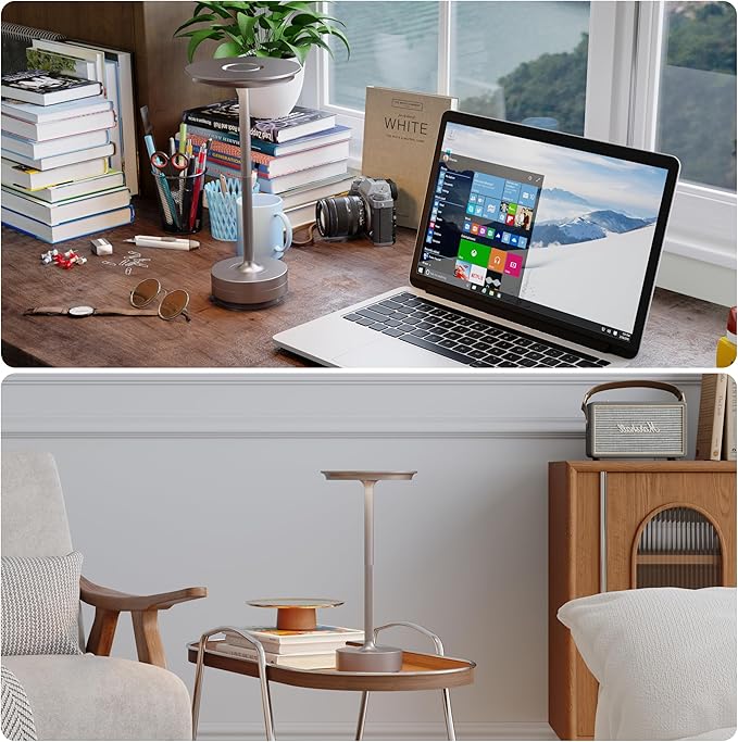 1 Pack Rechargeable Table Lamps Cordless, Portable 5000mAh Outdoor Table Light, 3 Color Stepless Dimming LED Table Lamp with Memory Function, for Home/Dinner/Patio/Restaurant.(Champagne Gold)