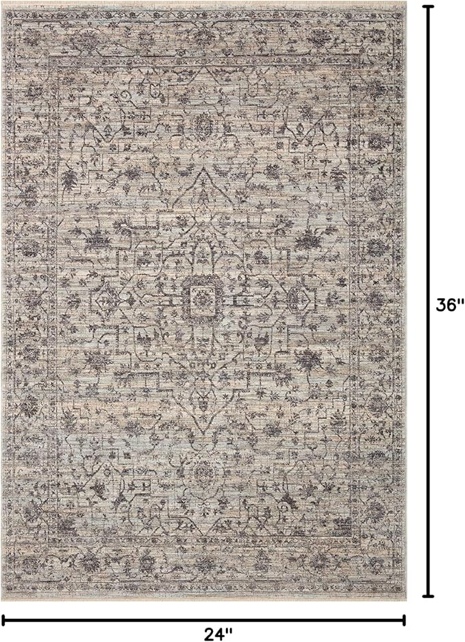 Loloi II Sorrento Collection SOR-01 Mist/Charcoal 2'-0" x 3'-0" Accent Rug