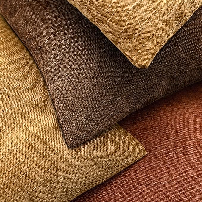 Foindtower Set of 2 Soft Textured Chenille Throw Decorative Pillow Covers Square Accent Solid Cushion Cover Cozy Neutral Farmhouse Pillow Case for Couch Sofa Bedroom Living Room 20x20 Inch,Dark Bronze